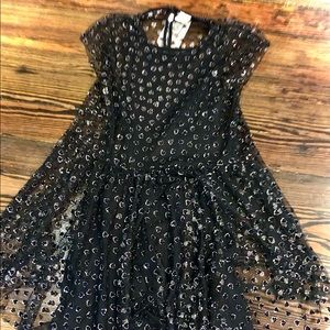 Zara Girl’s Black Tulle Dress w/Silver HeartsSz 10